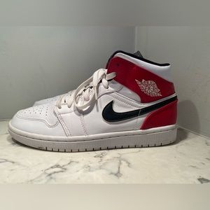 Jordan 1 Mid White Black Gym Red 554724-116